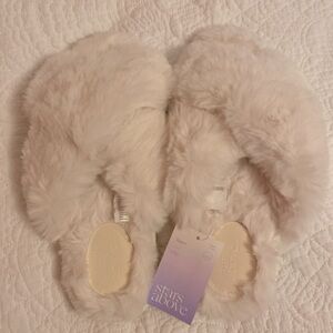 Stars Above cross and faux fur slippers